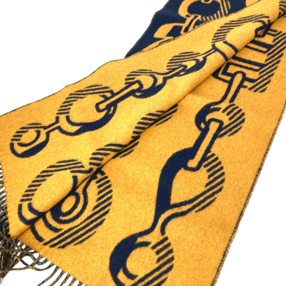 Hermes Scarf Cashmere Navy Dress Buckle Women