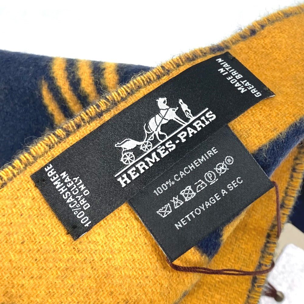 Hermes Scarf Cashmere Navy Dress Buckle Women