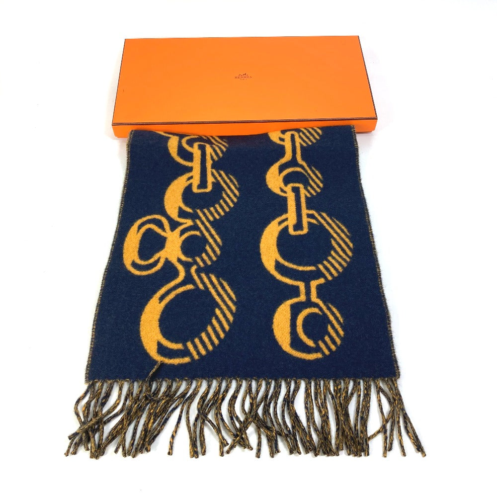 Hermes Scarf Cashmere Navy Dress Buckle Women