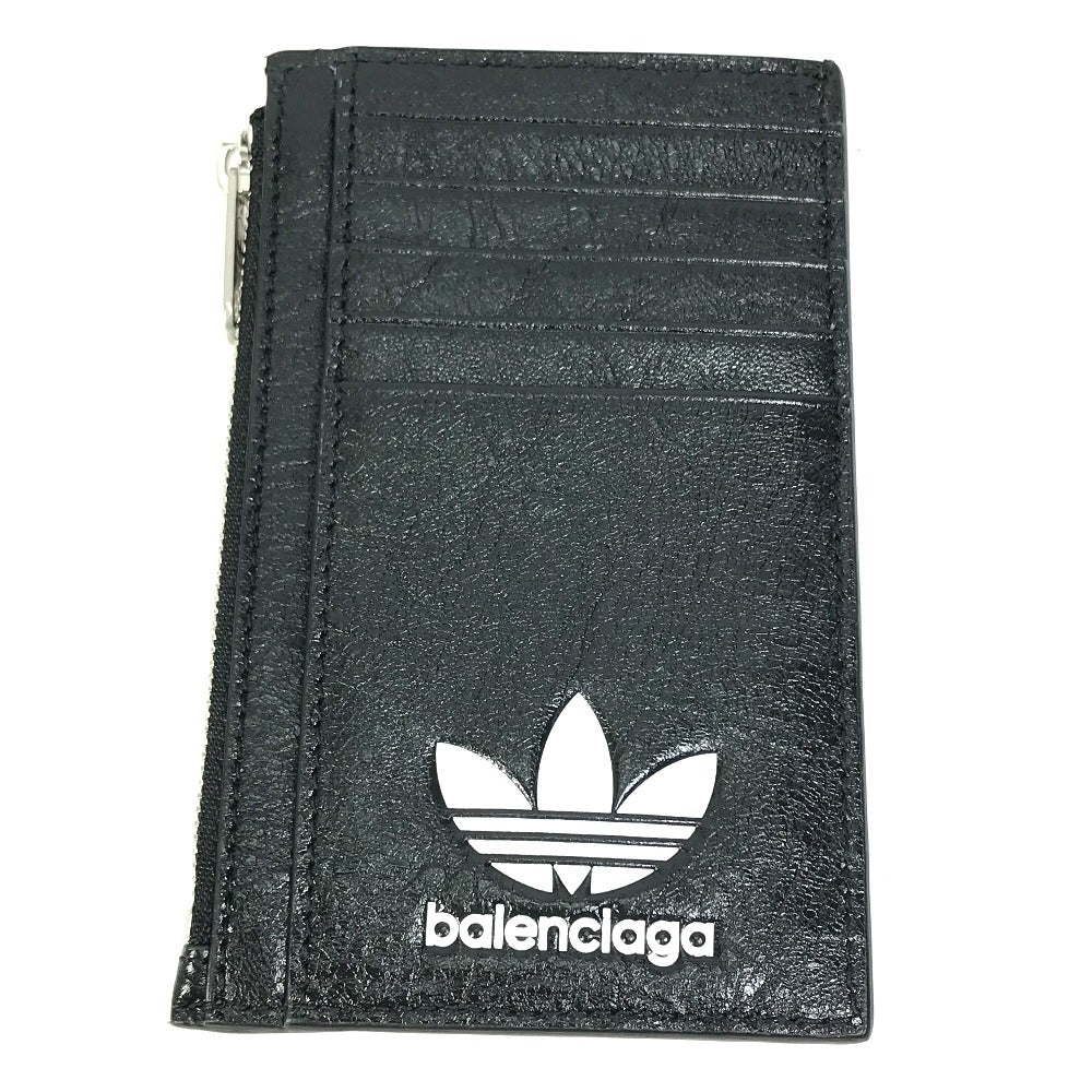 Balenciaga Coin Case 721896 Leather Black Logo Card Holder Fragment Case Mens