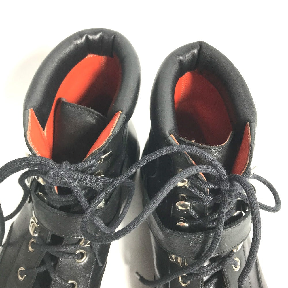 Hermes Boots Leather Black Trekking High Cut H Logo Mens 40