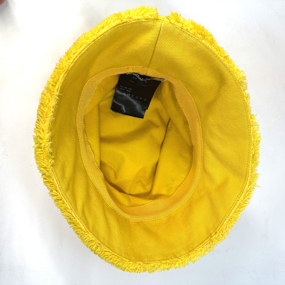 Prada Hat 1Hc137 Cotton Yellow Terry Cloth Logo Unisex(Unisex) M/58Cm