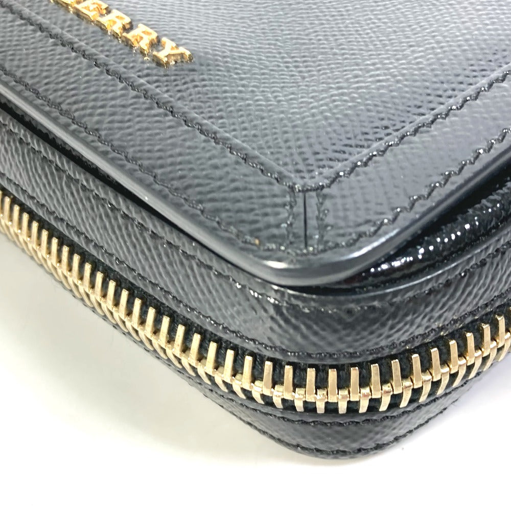 Burberry Shoulder Bag Leather Black Logo Fastener Design Women