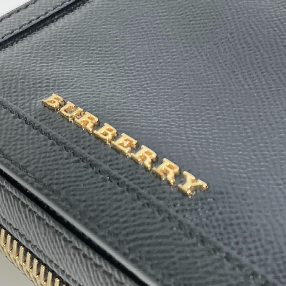Burberry Shoulder Bag Leather Black Logo Fastener Design Women