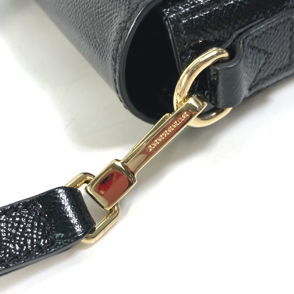 Burberry Shoulder Bag Leather Black Logo Fastener Design Women