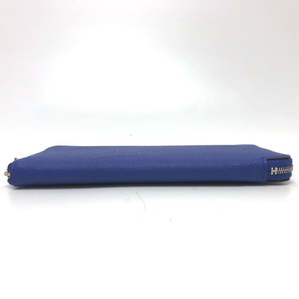 Hermes Long Wallet Purse Epsom Blue Type Azap Long Silk In Women