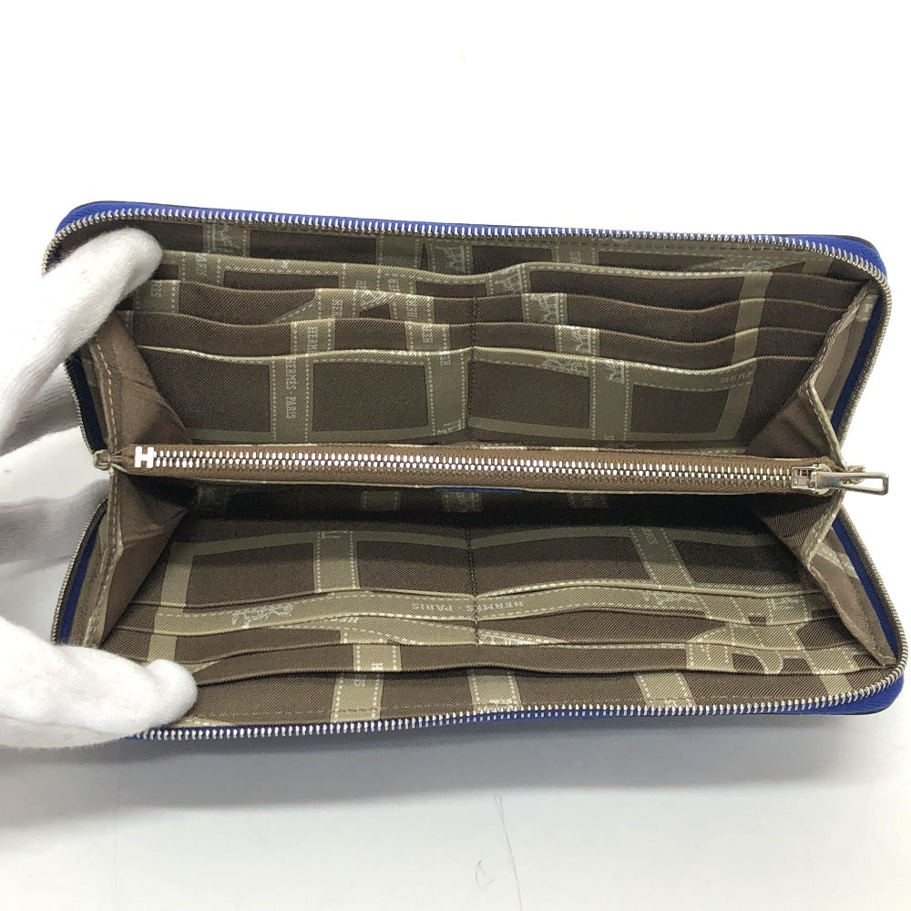 Hermes Long Wallet Purse Epsom Blue Type Azap Long Silk In Women