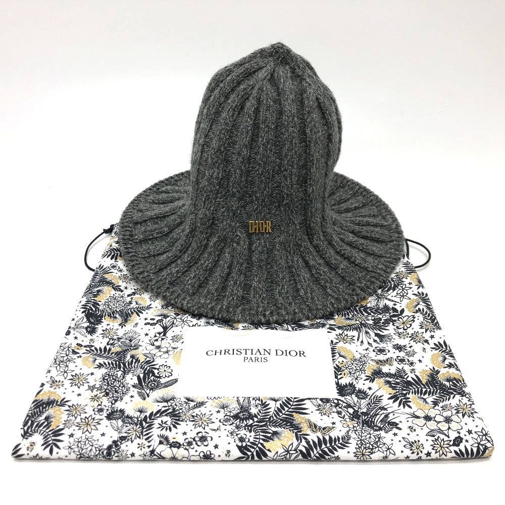 Dior Hat Wool Gray Logo Tulip Women
