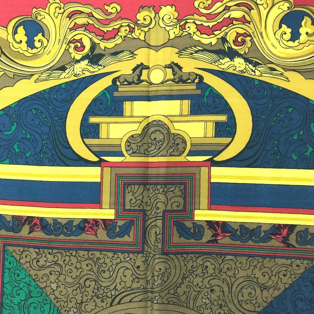 Hermes Scarf Silk, Cashmere Multicolor Animaux Solaires Animals Of The Sun Calegean 140 Women