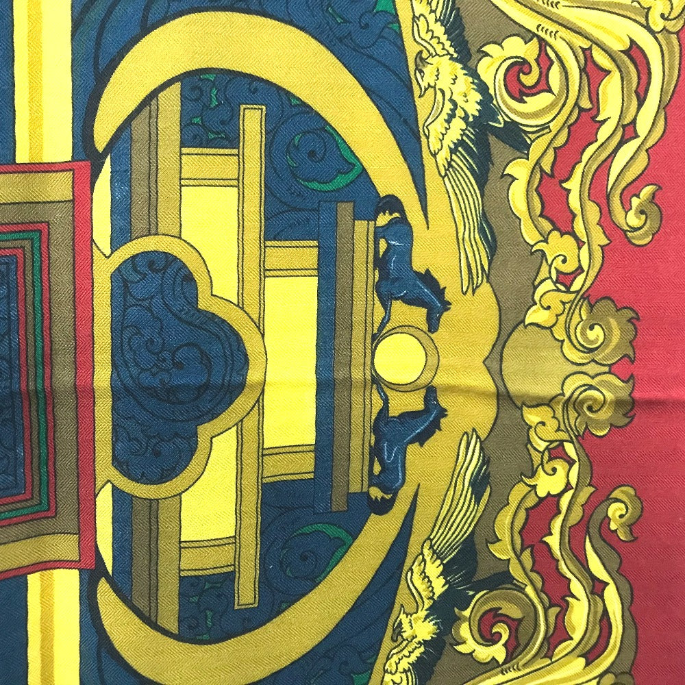 Hermes Scarf Silk, Cashmere Multicolor Animaux Solaires Animals Of The Sun Calegean 140 Women