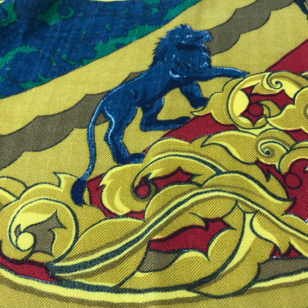 Hermes Scarf Silk, Cashmere Multicolor Animaux Solaires Animals Of The Sun Calegean 140 Women