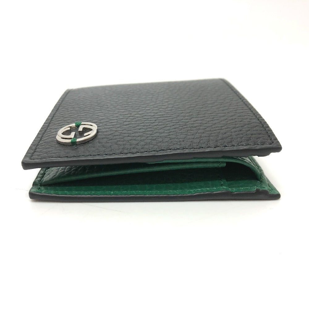 Gucci Folded Wallet 610466 Leather Black Interlocking G Mens