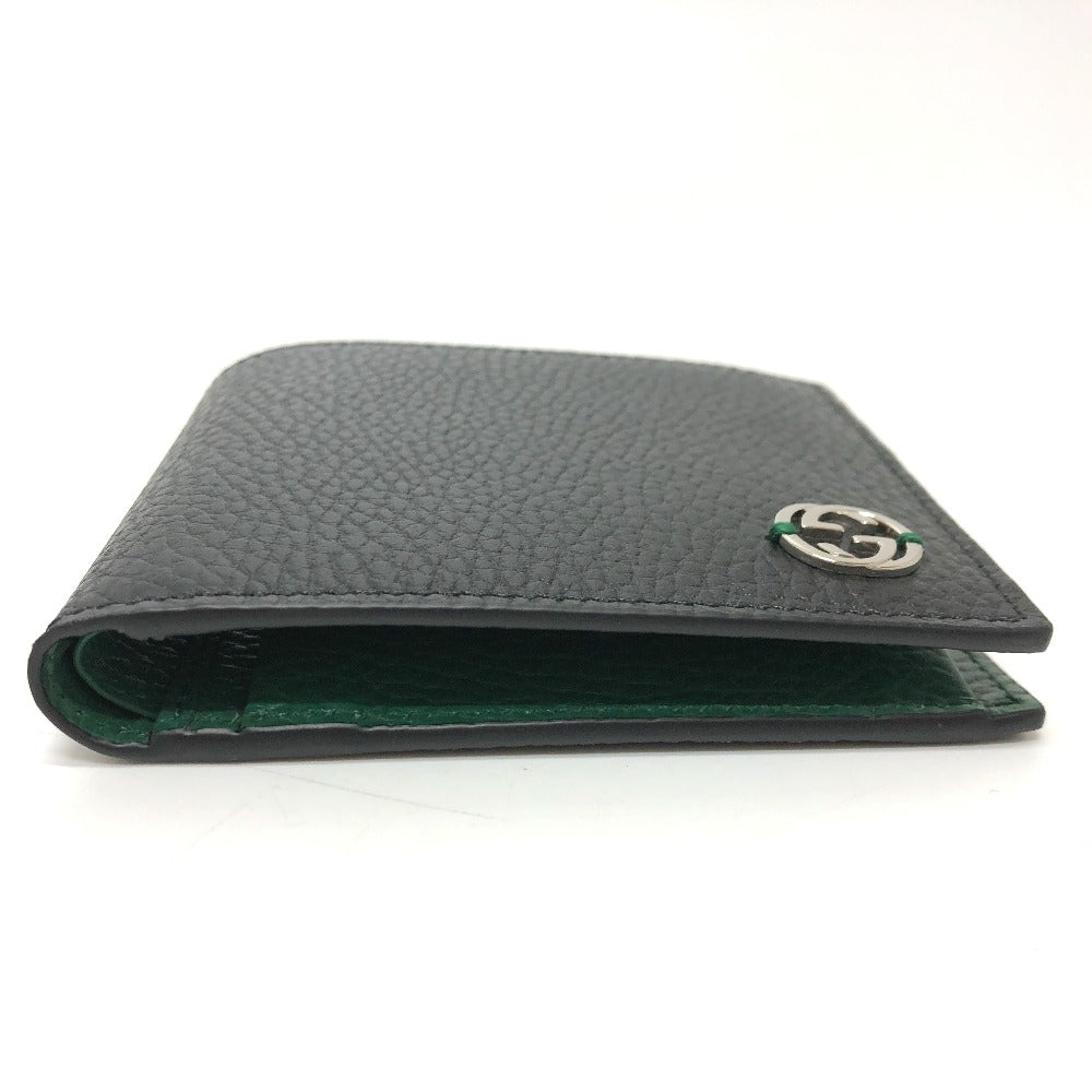 Gucci Folded Wallet 610466 Leather Black Interlocking G Mens