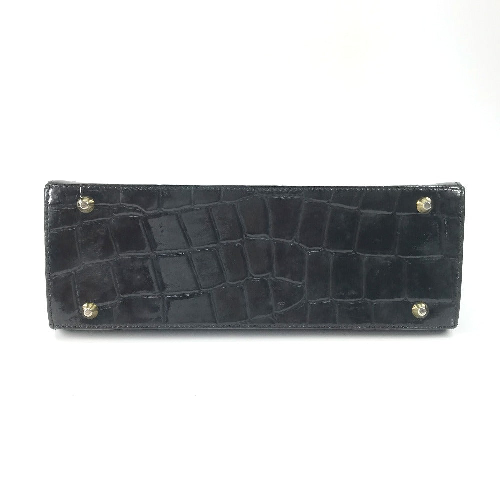 Versace Handbag Leather Black Vintage Embossed Medusa Logo Women