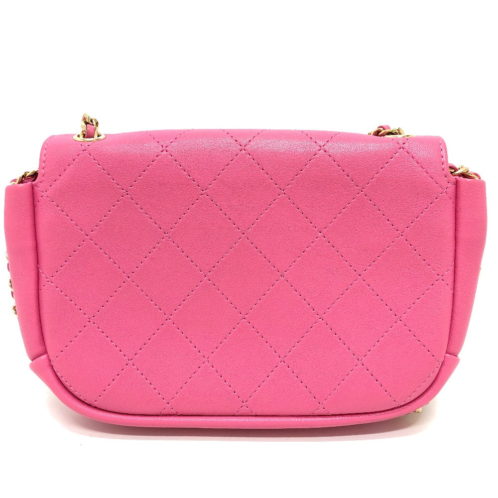 Chanel Shoulder Bag As0138 Calfskin Pink Cc Coco Mark Edge Chain Women