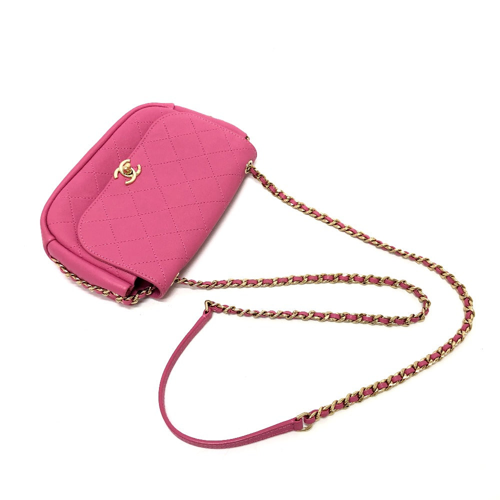 Chanel Shoulder Bag As0138 Calfskin Pink Cc Coco Mark Edge Chain Women