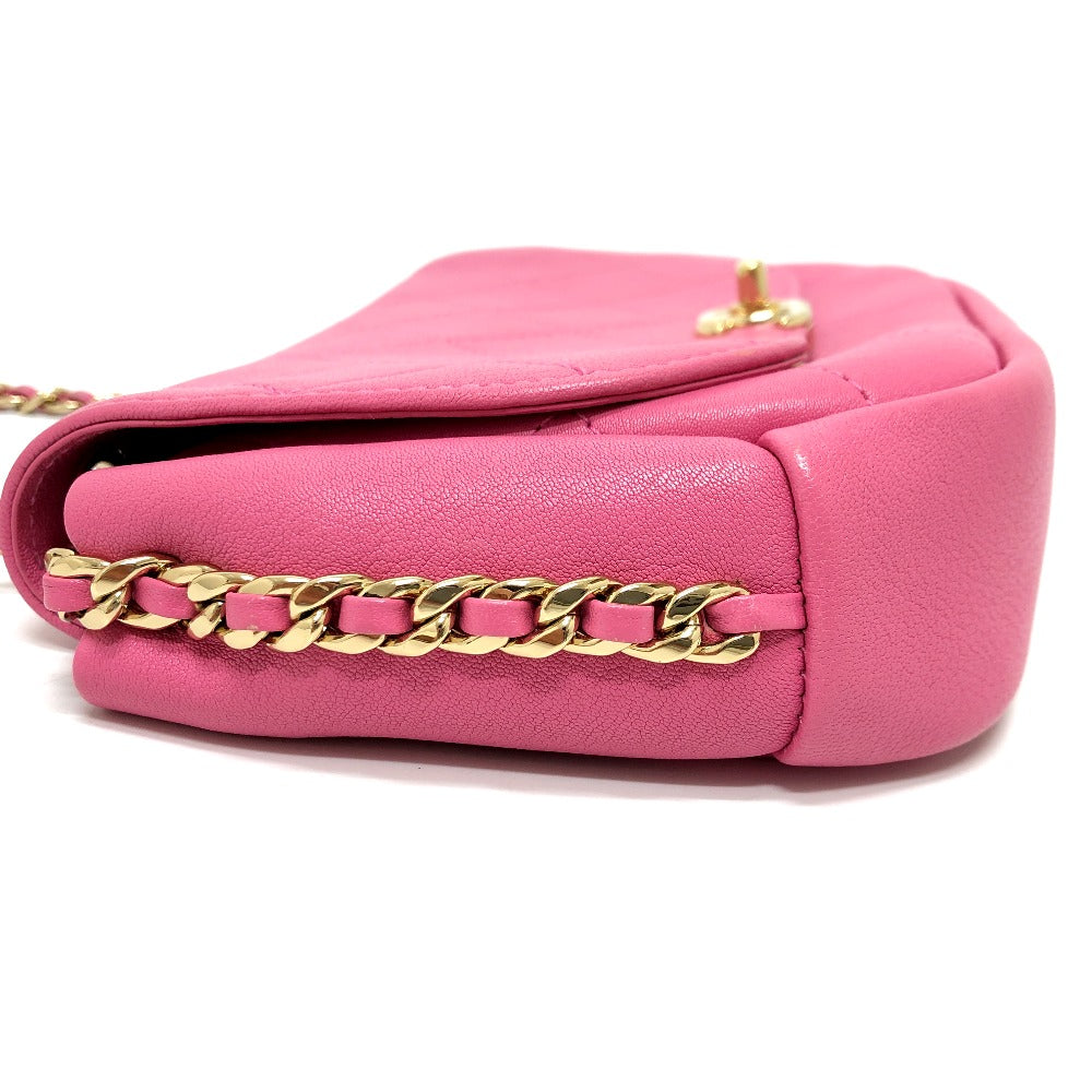 Chanel Shoulder Bag As0138 Calfskin Pink Cc Coco Mark Edge Chain Women