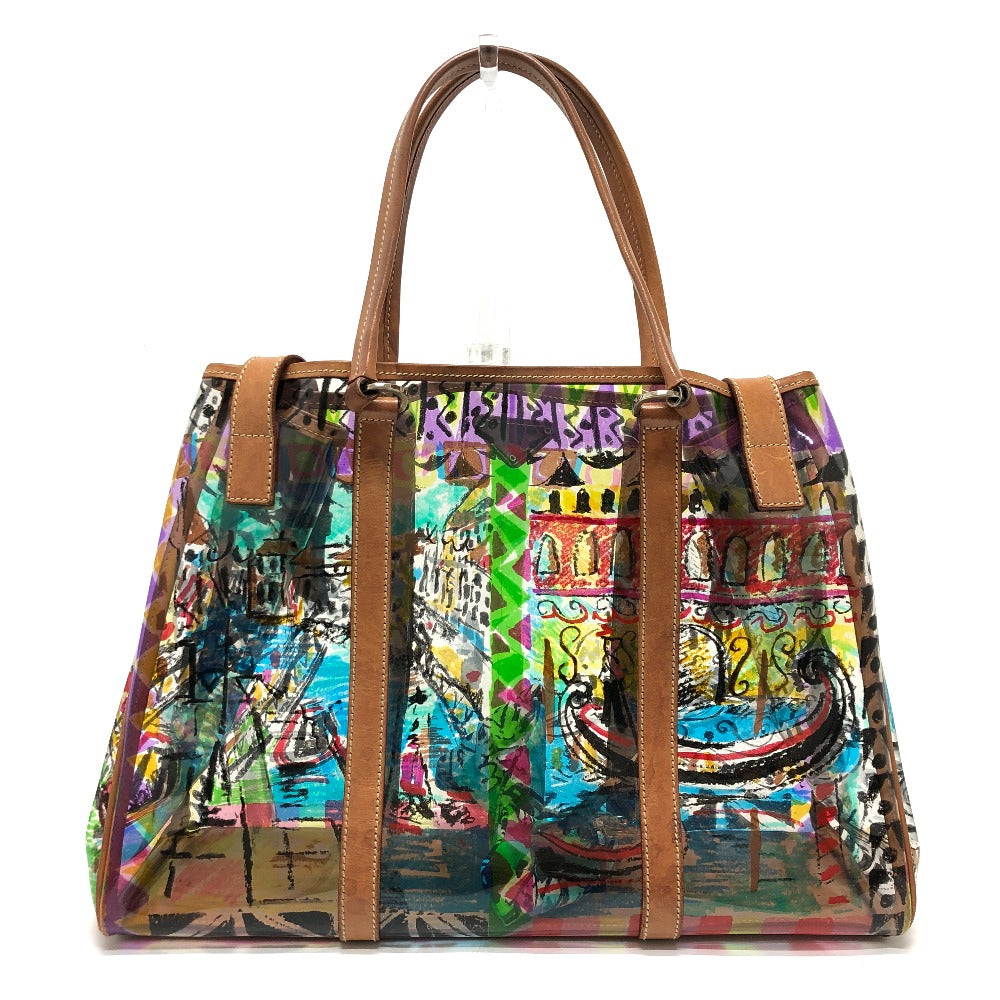 Prada Tote Bag Br2515 Plastics/Leather Multicolor Venetian Print Women