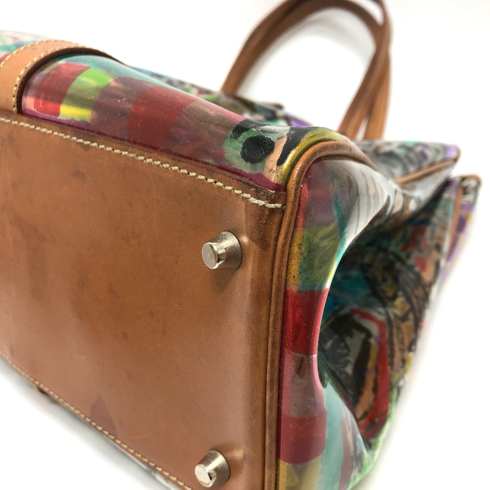 Prada Tote Bag Br2515 Plastics/Leather Multicolor Venetian Print Women