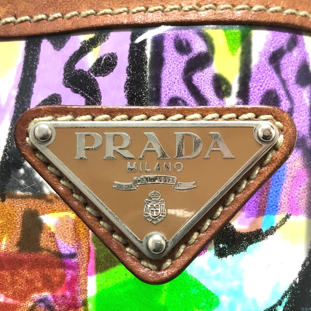 Prada Tote Bag Br2515 Plastics/Leather Multicolor Venetian Print Women