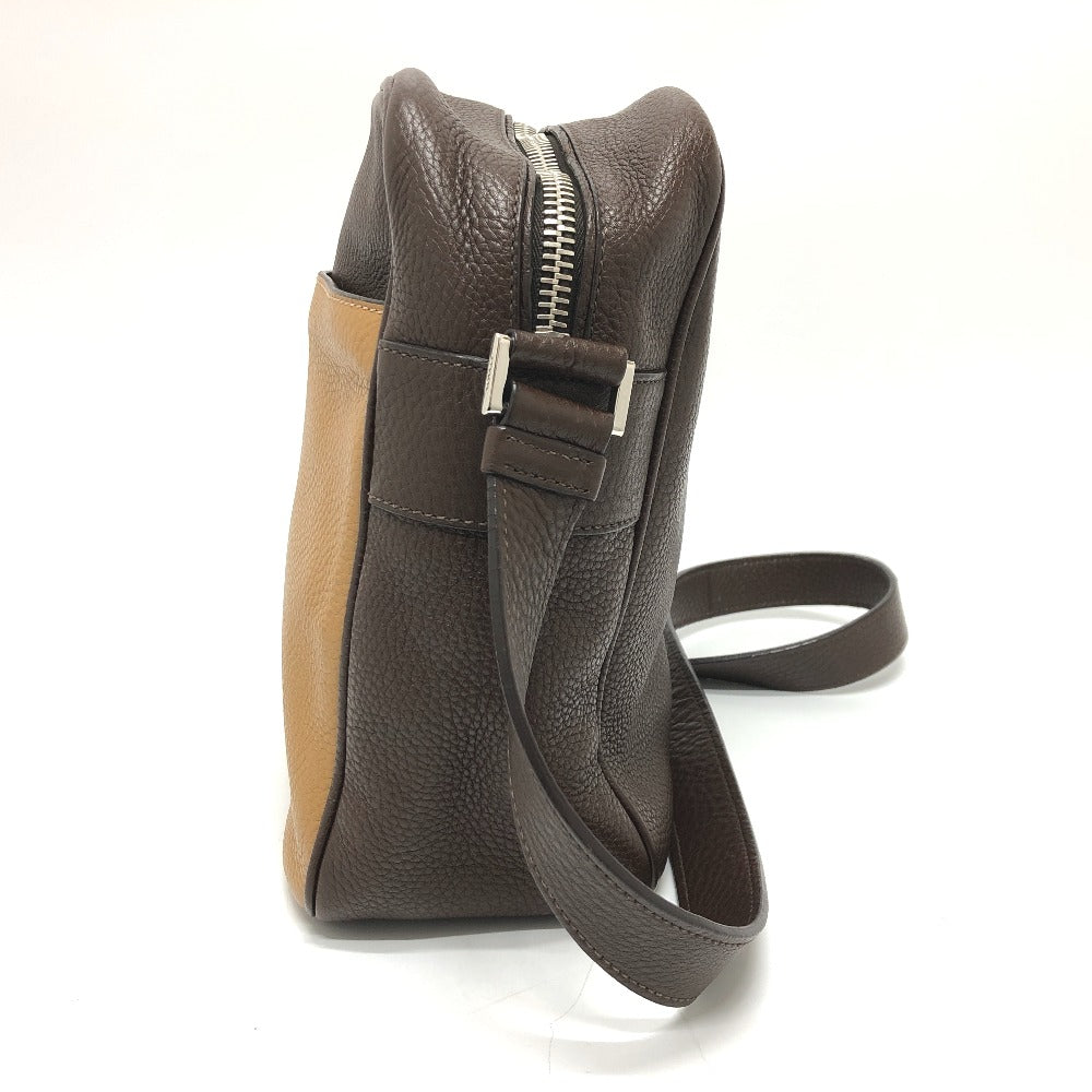 Prada Shoulder Bag Leather Brown Triangle Logo By Color Women Silver Hardware