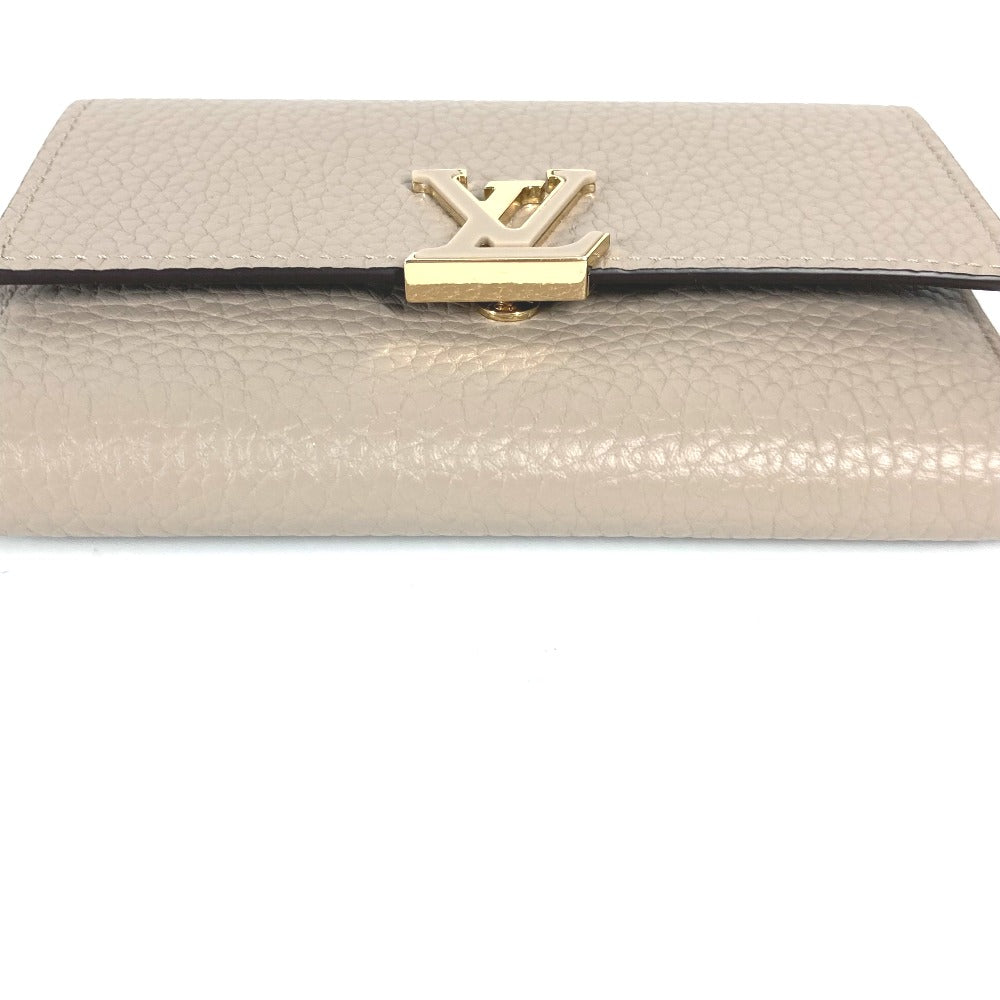Louis Vuitton Trifold Wallet M62159 Taurillon Clemence Leather Beige Portefeuille Compact Women