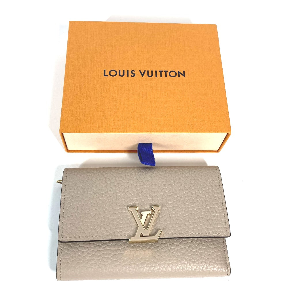 Louis Vuitton Trifold Wallet M62159 Taurillon Clemence Leather Beige Portefeuille Compact Women