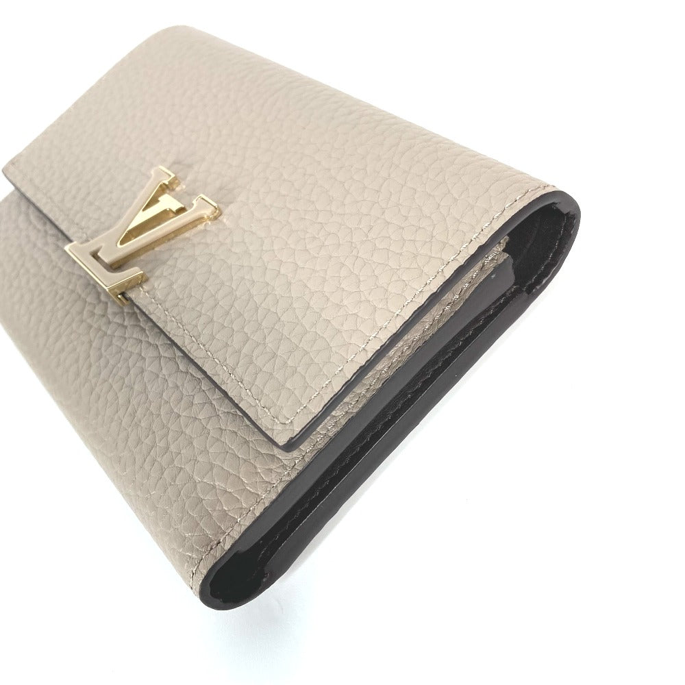 Louis Vuitton Trifold Wallet M62159 Taurillon Clemence Leather Beige Portefeuille Compact Women