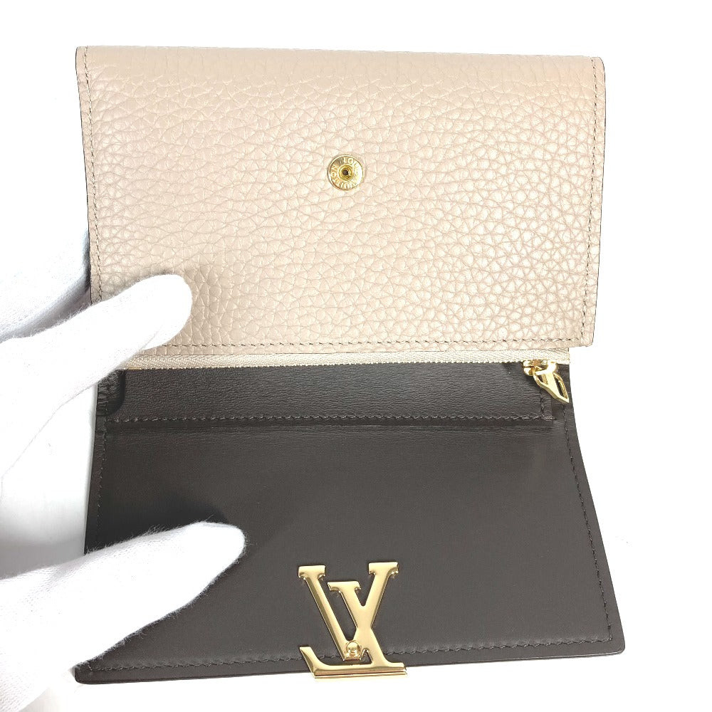 Louis Vuitton Trifold Wallet M62159 Taurillon Clemence Leather Beige Portefeuille Compact Women