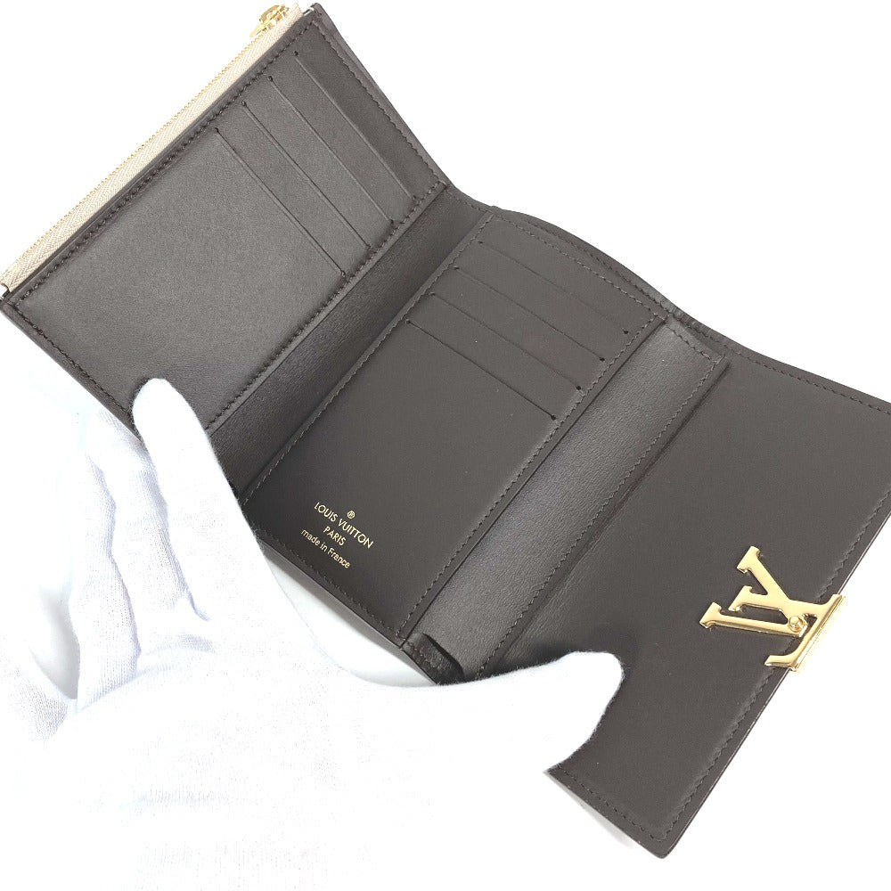 Louis Vuitton Trifold Wallet M62159 Taurillon Clemence Leather Beige Portefeuille Compact Women