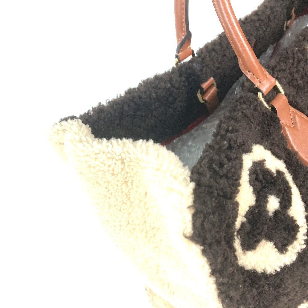 Louis Vuitton Shoulder Bag M55420 Leather, Shearling Brown Monogram Teddy On The Go Gm Women