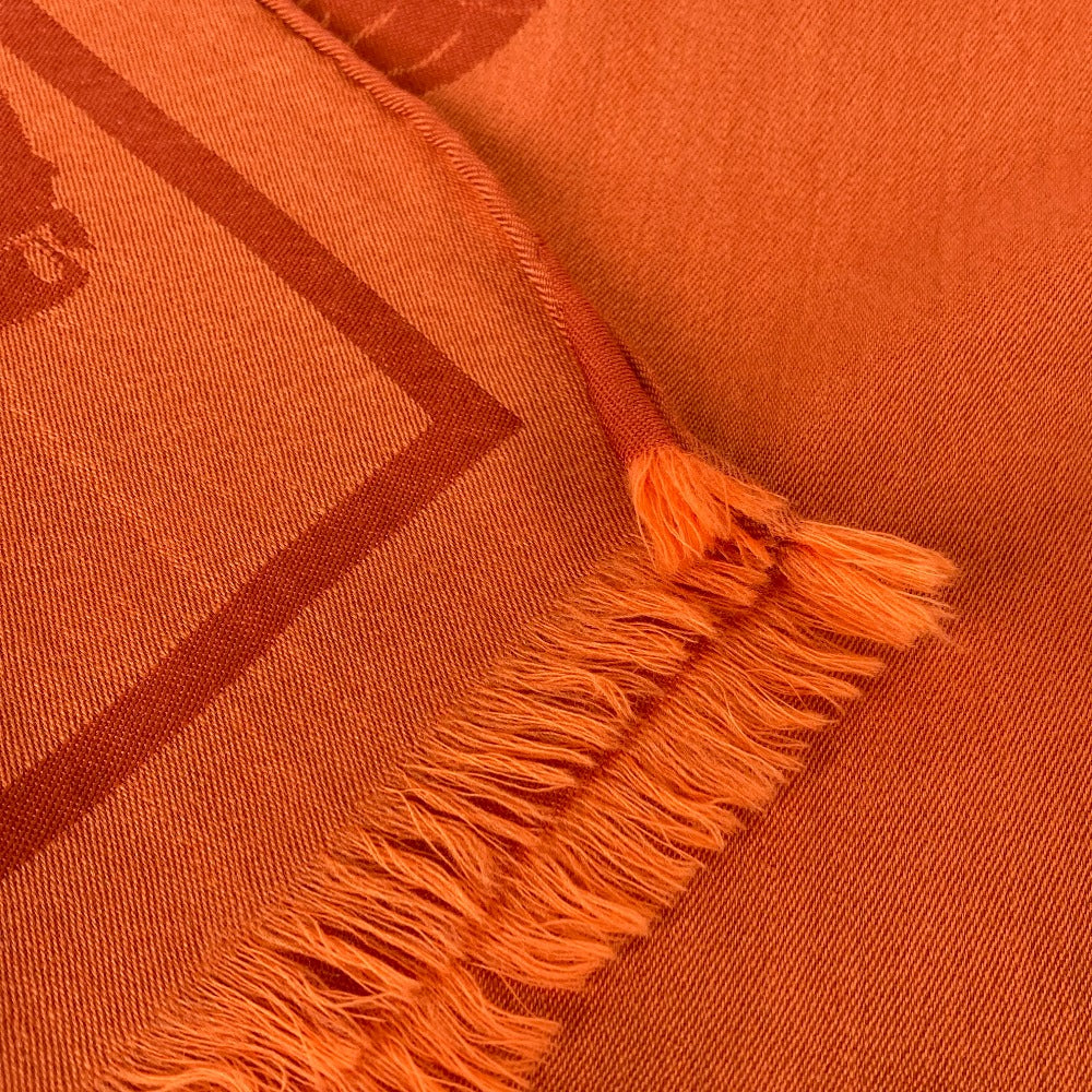 Hermes Stall Wool Orange Horse Pattern Cheval Large Format