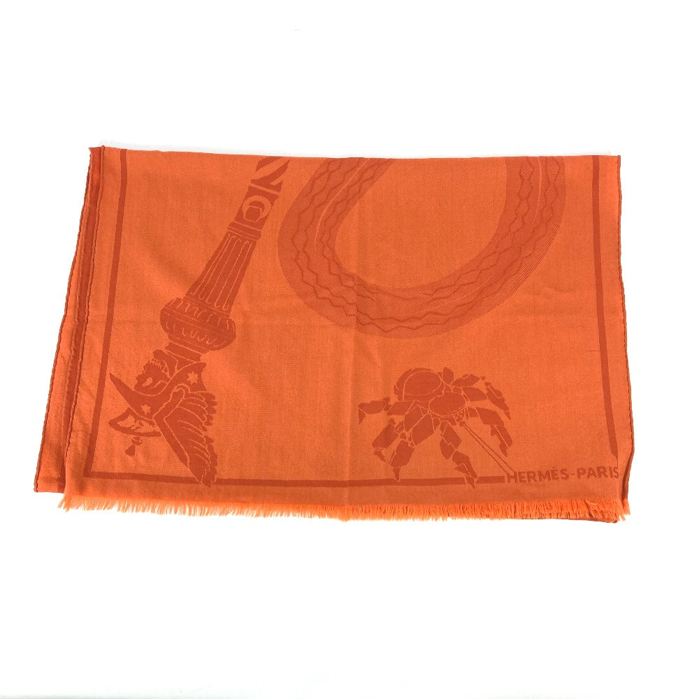 Hermes Stall Wool Orange Horse Pattern Cheval Large Format
