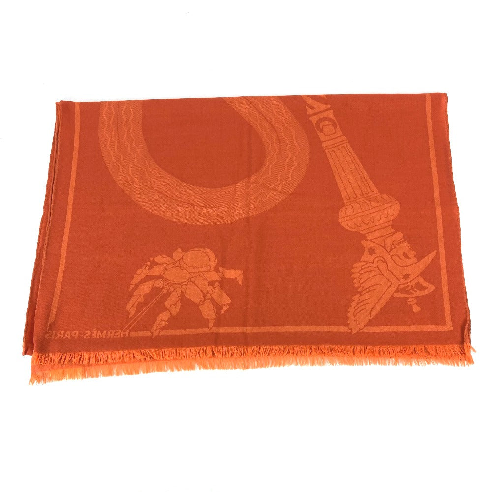 Hermes Stall Wool Orange Horse Pattern Cheval Large Format