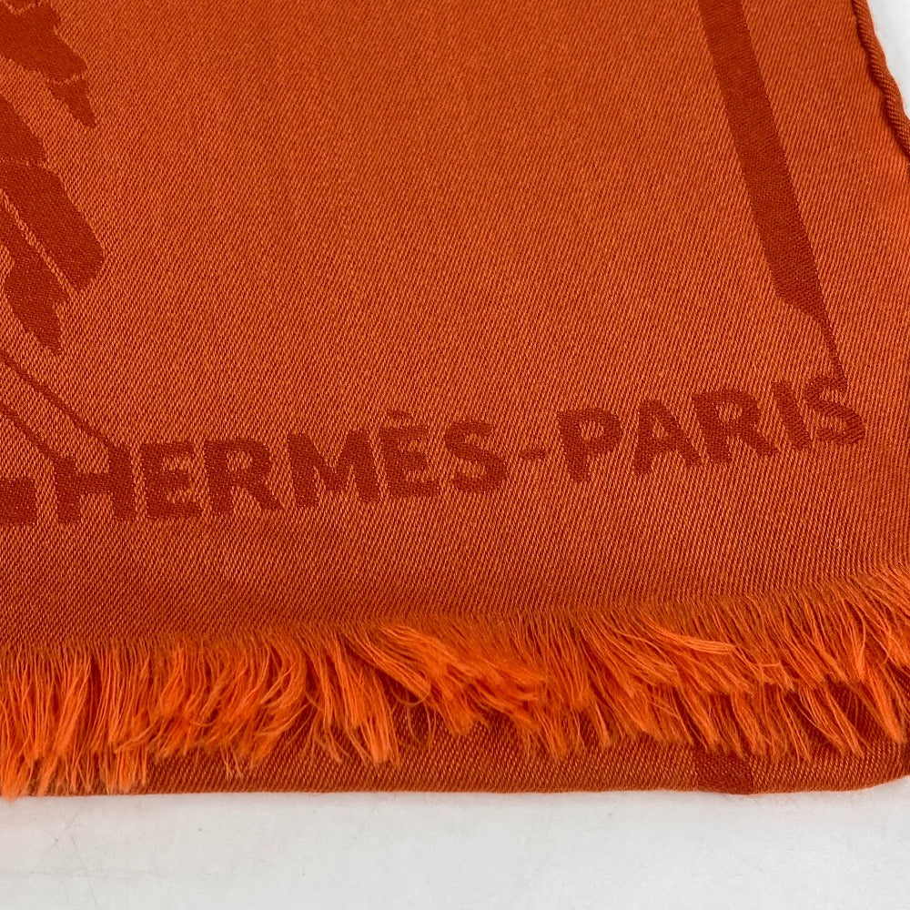 Hermes Stall Wool Orange Horse Pattern Cheval Large Format
