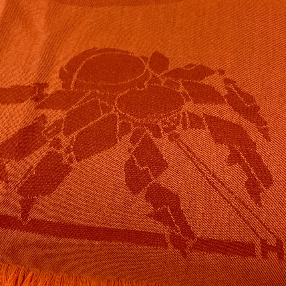 Hermes Stall Wool Orange Horse Pattern Cheval Large Format