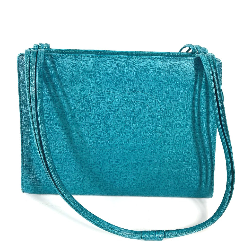Chanel Shoulder Bag Caviar Skin Green Type Bag Tote Bag Cc Coco Mark Women