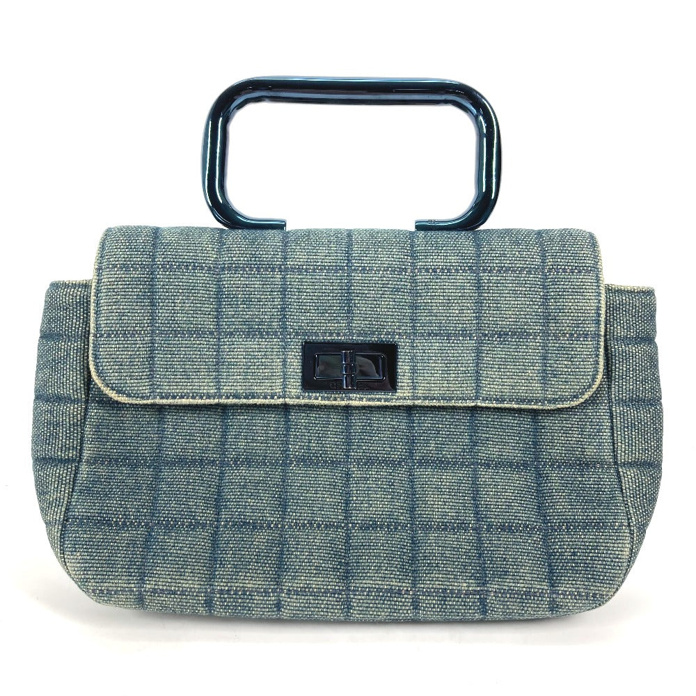 Chanel Handbag Denim Blue Metallic Handle Chocolate Bar 2.55 Fittings Women