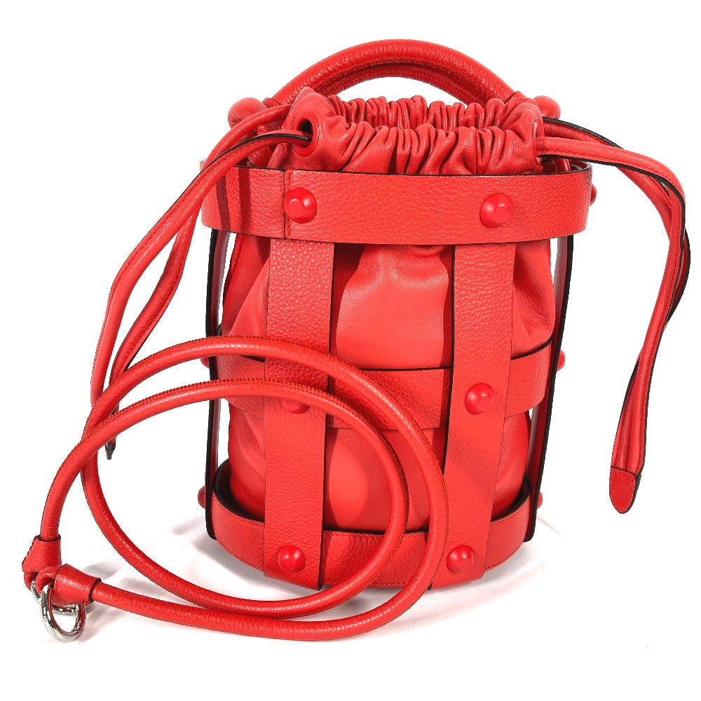 Salvatore Ferragamo Shoulder Bag Leather Red Crossbody Cage Bag Women