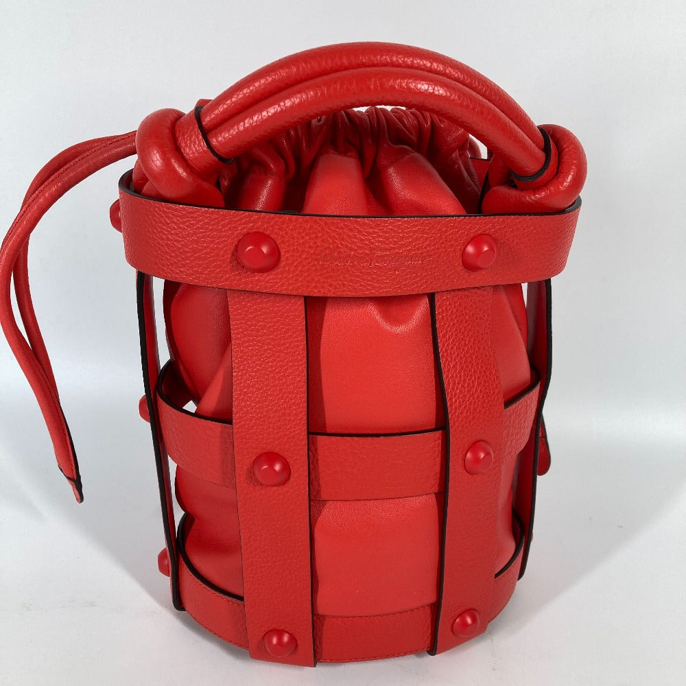 Salvatore Ferragamo Shoulder Bag Leather Red Crossbody Cage Bag Women