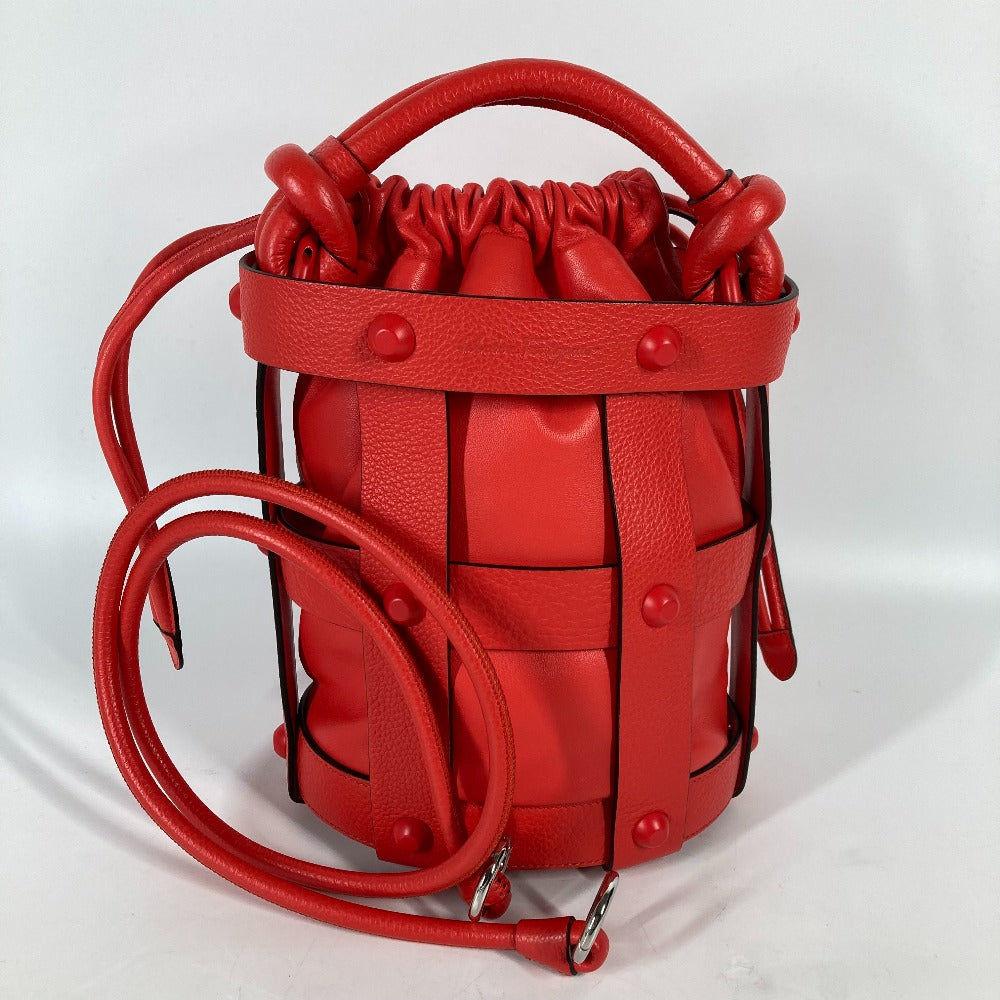 Salvatore Ferragamo Shoulder Bag Leather Red Crossbody Cage Bag Women