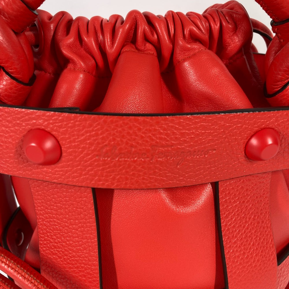 Salvatore Ferragamo Shoulder Bag Leather Red Crossbody Cage Bag Women