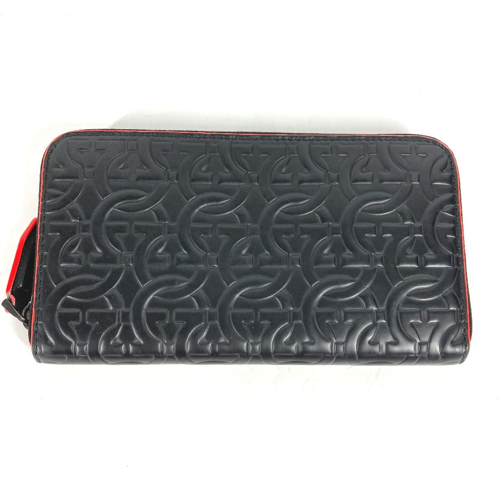 Salvatore Ferragamo Long Wallet Purse Leather Black Long Wallet Gancini Mens
