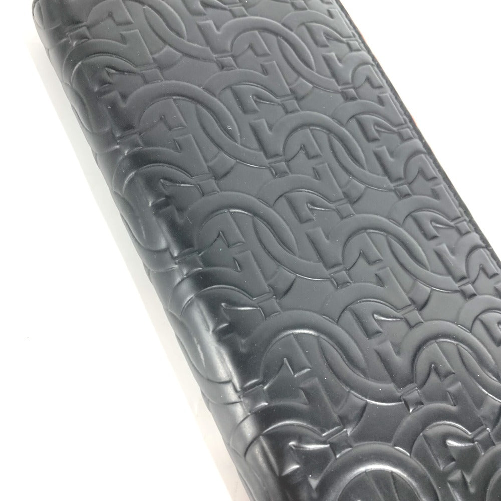 Salvatore Ferragamo Long Wallet Purse Leather Black Long Wallet Gancini Mens
