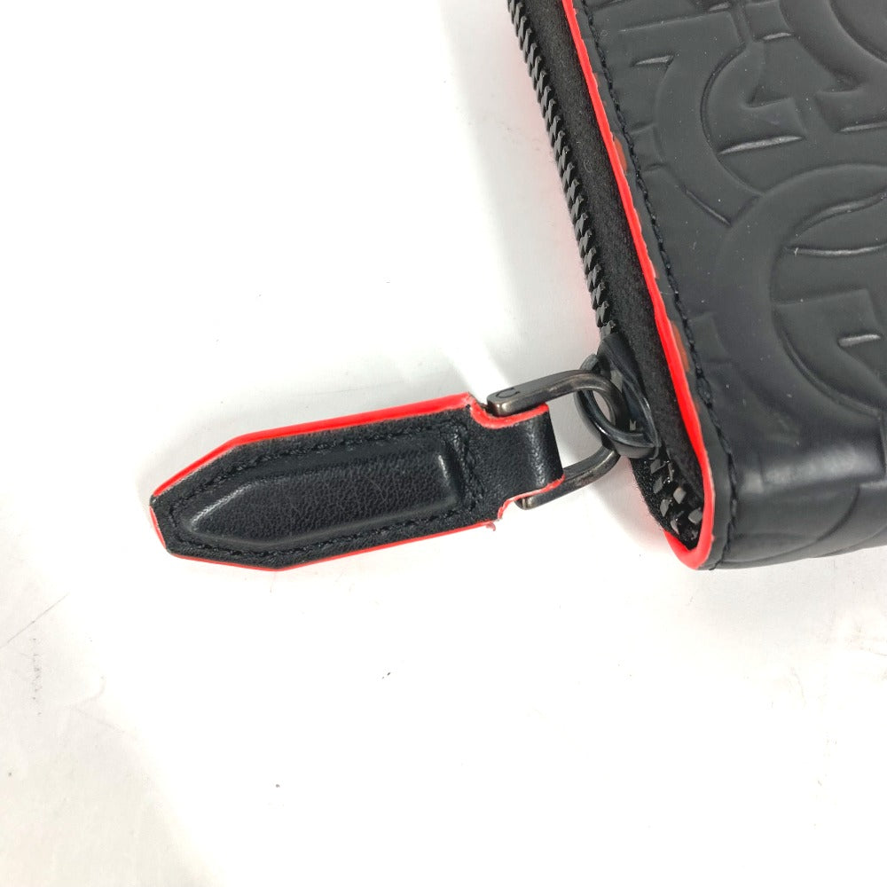 Salvatore Ferragamo Long Wallet Purse Leather Black Long Wallet Gancini Mens