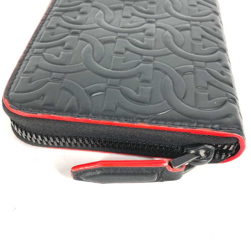 Salvatore Ferragamo Long Wallet Purse Leather Black Long Wallet Gancini Mens