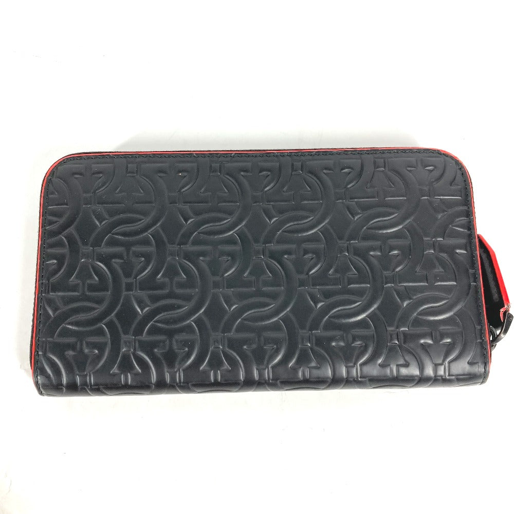 Salvatore Ferragamo Long Wallet Purse Leather Black Long Wallet Gancini Mens