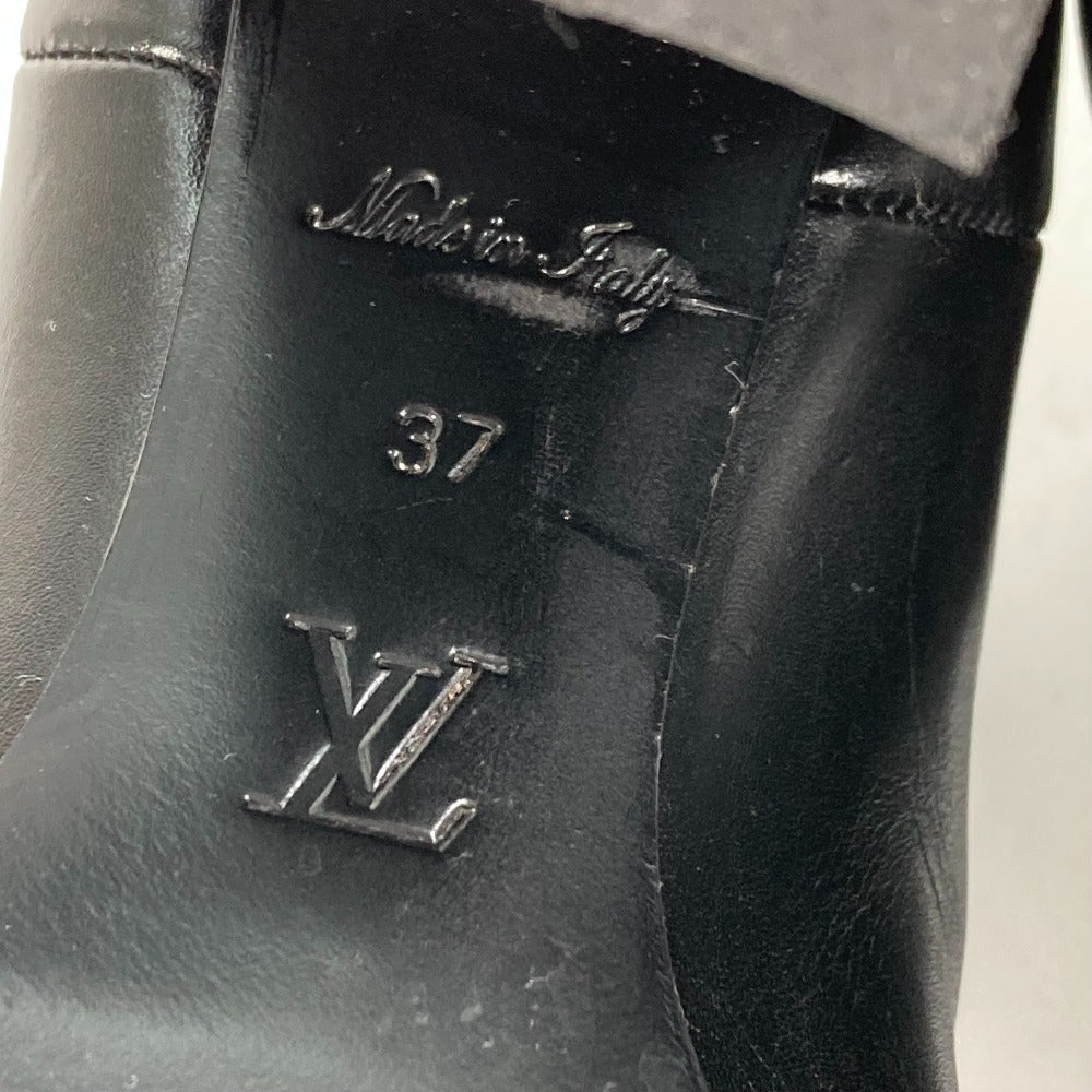 Louis Vuitton Boots Leather Black Monogram Studs Women 37