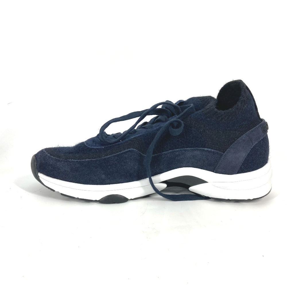 Chanel Sneakers G38750 Knit Navy 23B Cc Coco Mark Women 39