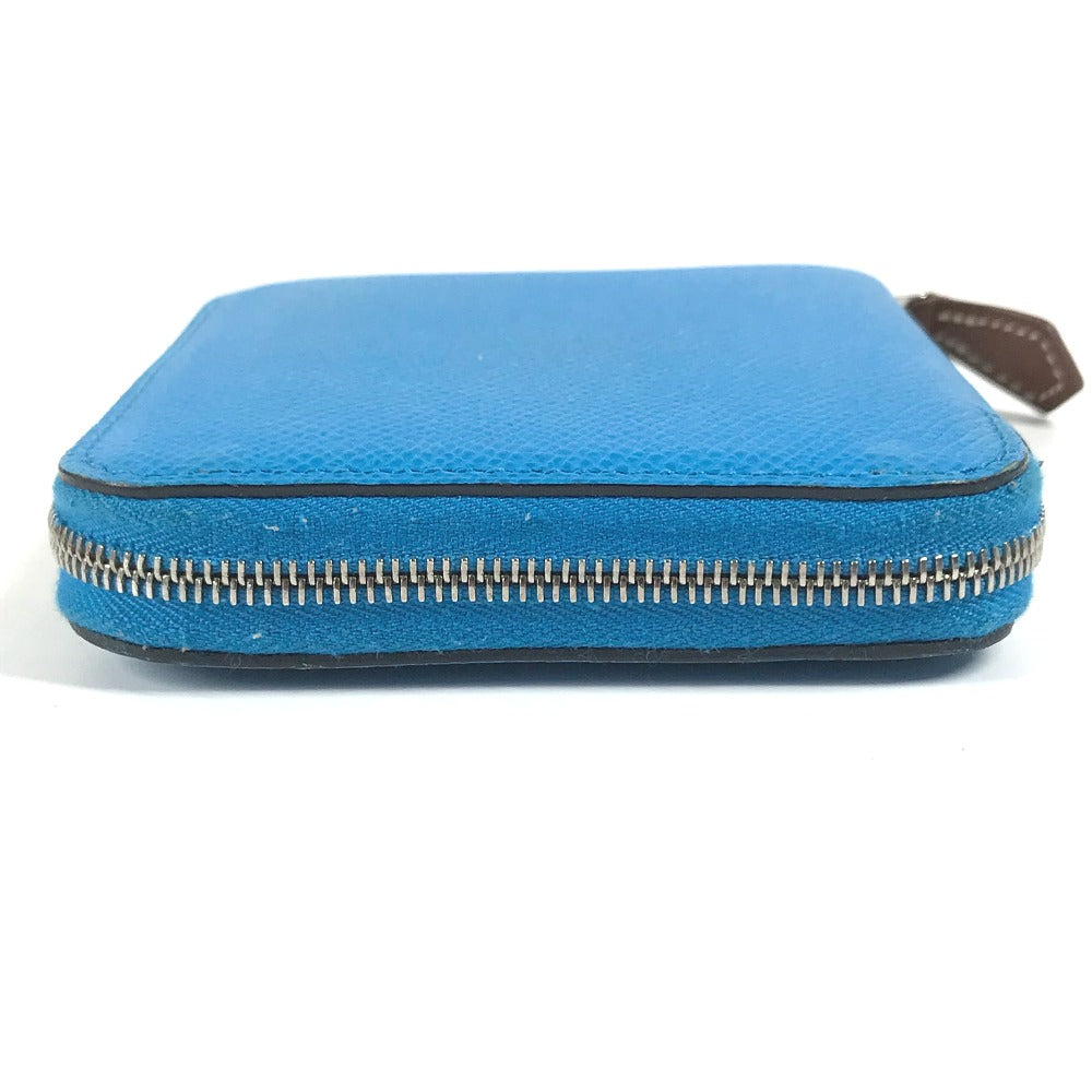 Hermes Folded Wallet Epsom Blue Compact Wallet Azap Compact Silk In Women Secondhand